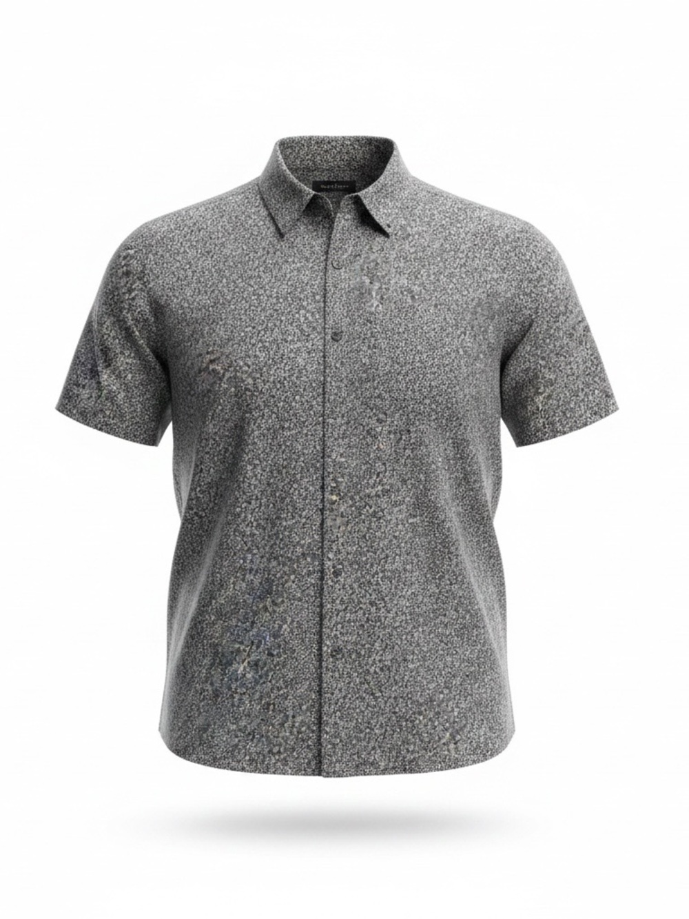 Marc Anthony Men’s L Slim Black Floral Short Sleeve Button-Up Shirt Cotton